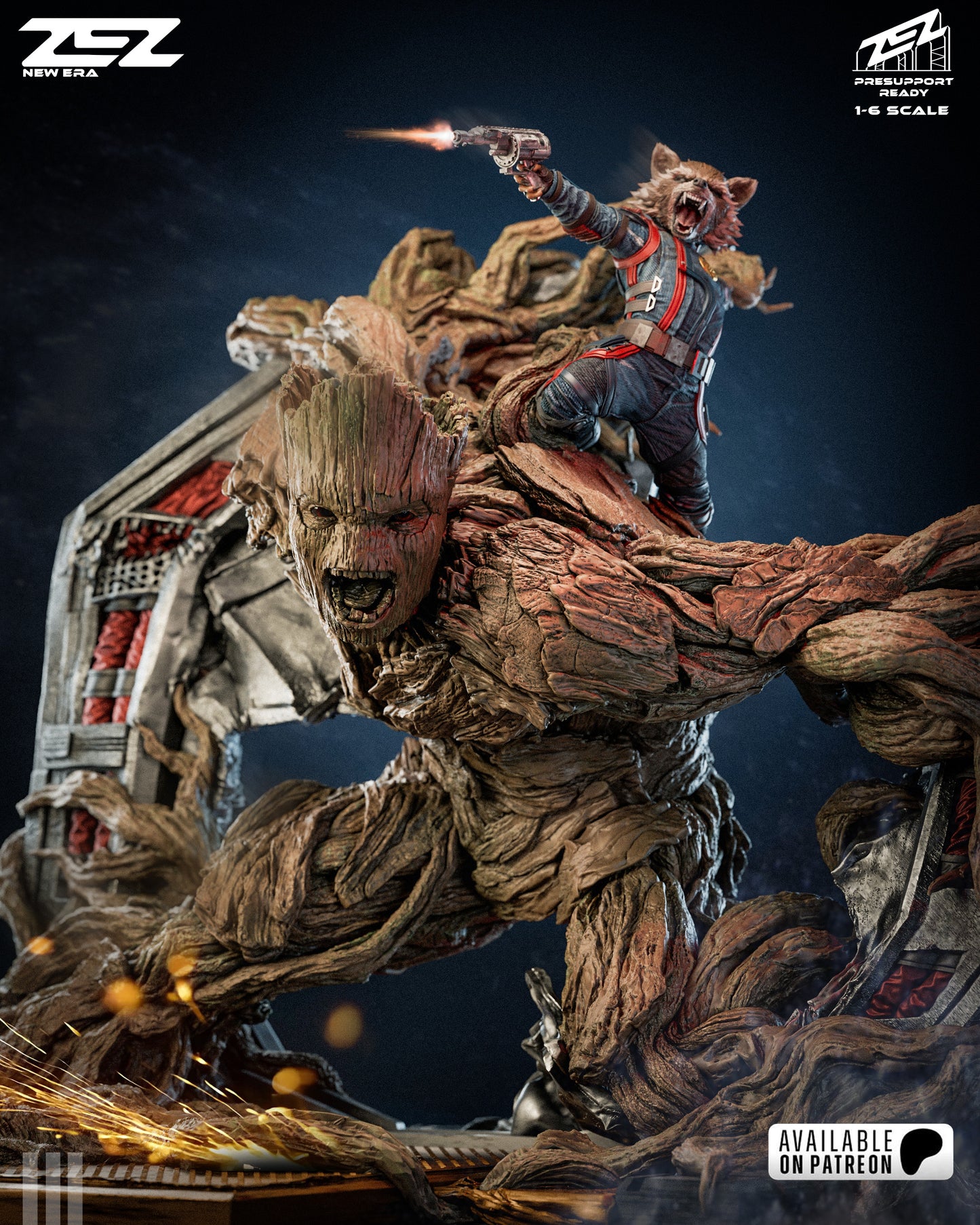 Groot & Rocket Statue