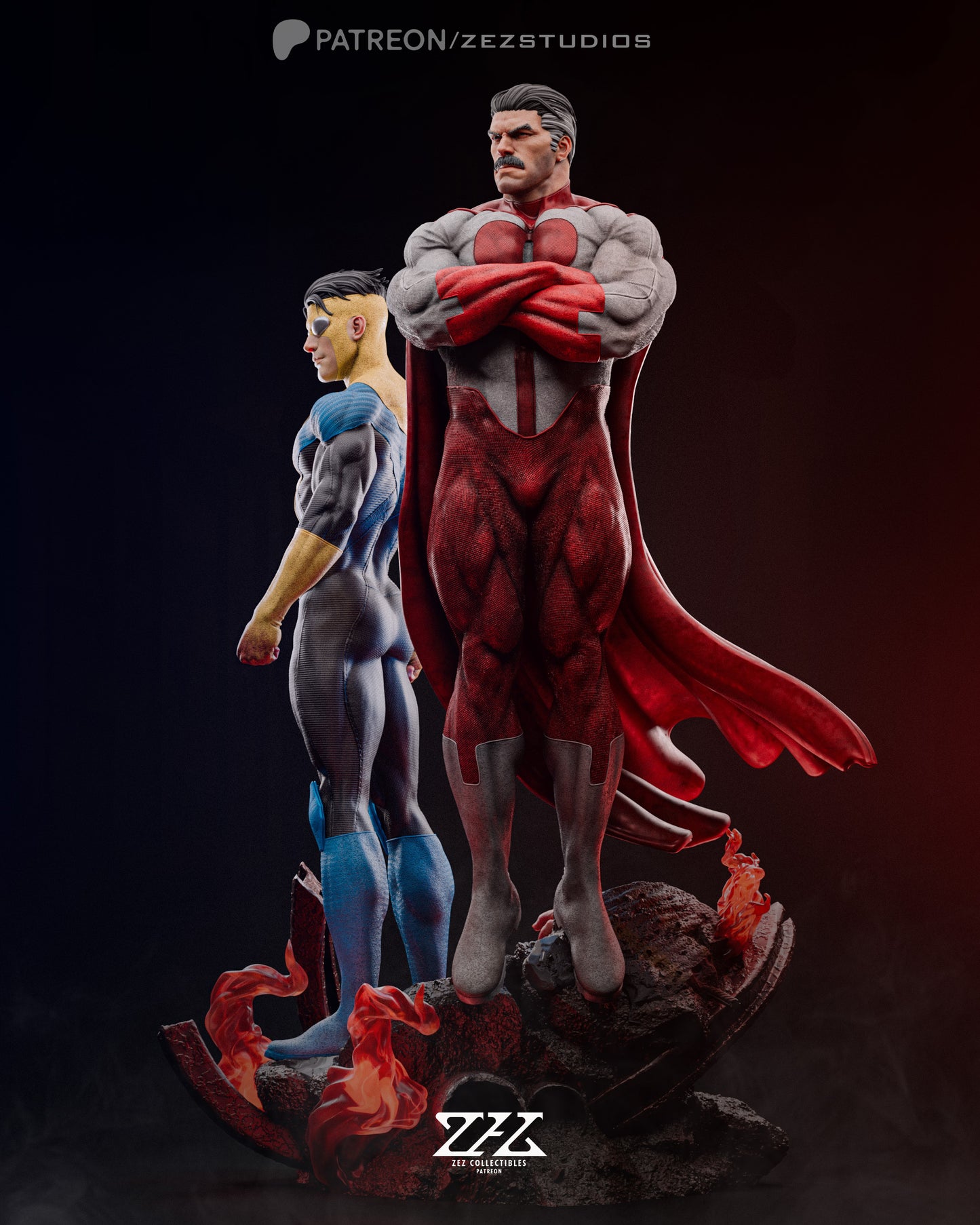Invincible & Omni Man Statue 3D-Printed Kit