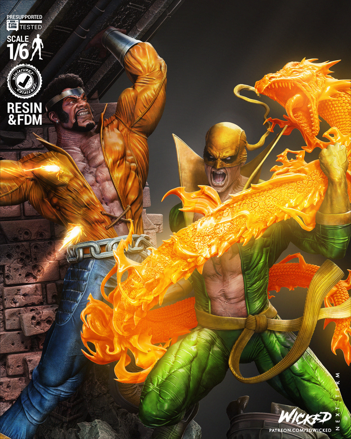 Marvel Power Man & Iron Fist (With Car) Diorama