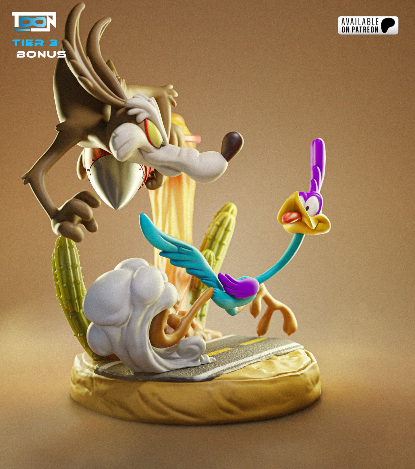 Coyote And Road Runner Statue 3D-Printed Kit
