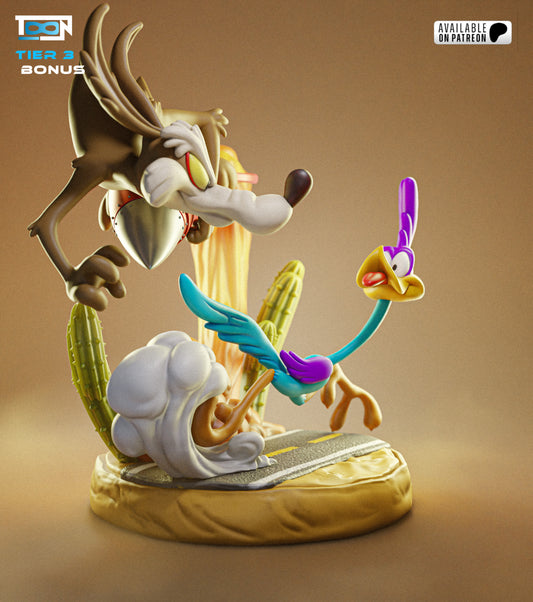 Coyote And Road Runner Statue 3D-Printed Kit
