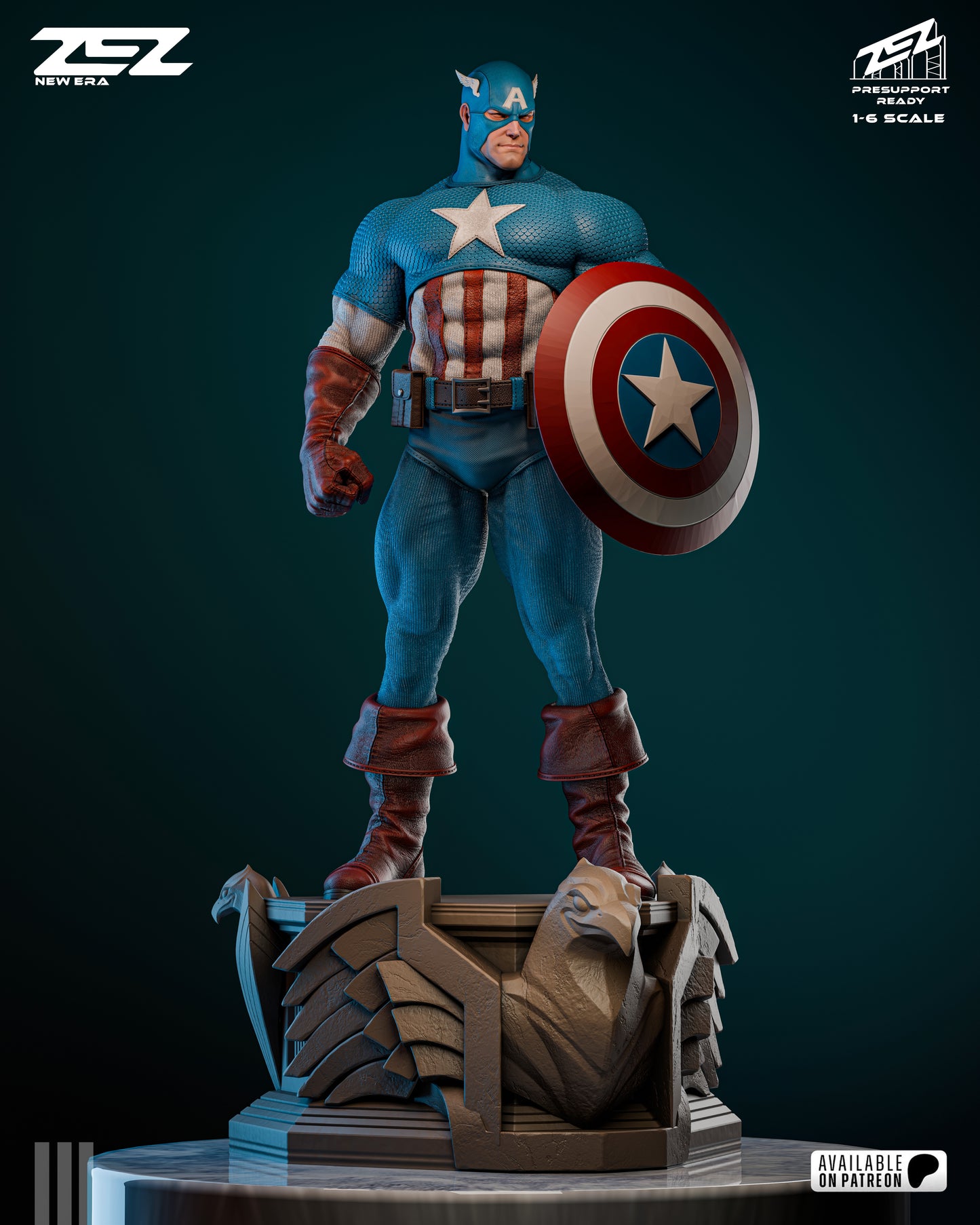 Captain America Museum Pose Statue 3D-Printed Kit