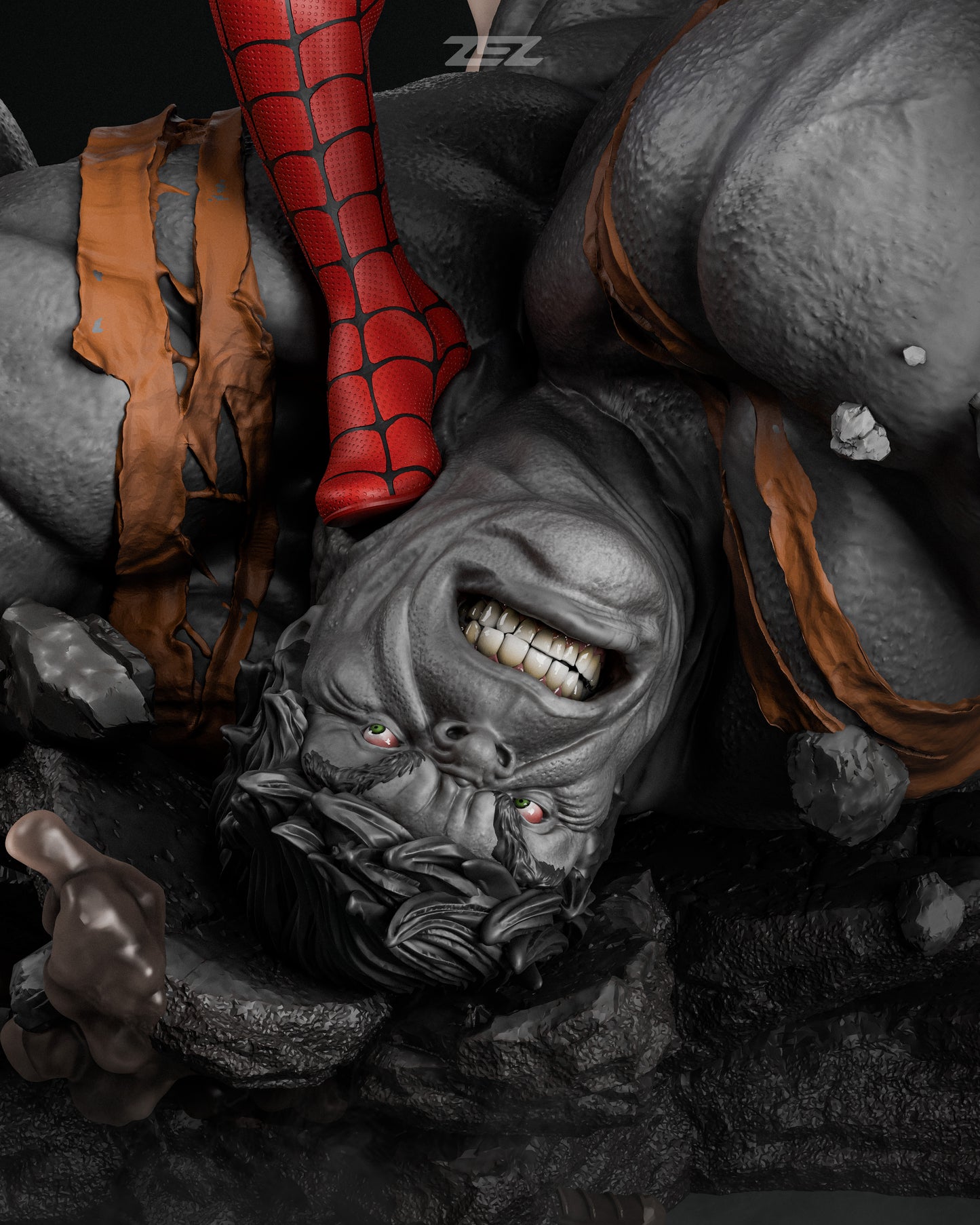 Spiderman VS Hulk Statue 3D-Printed Kit