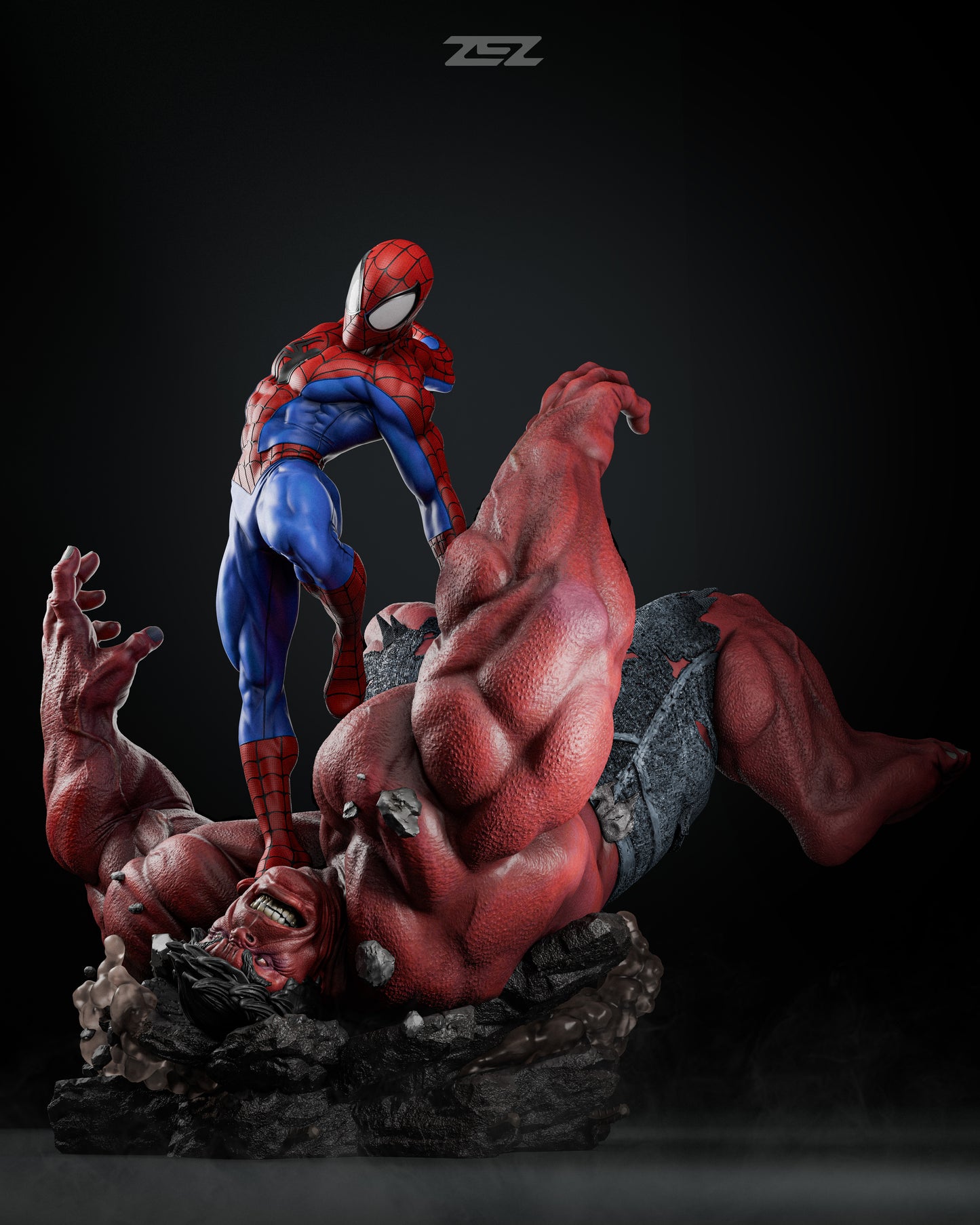 Spiderman VS Hulk Statue 3D-Printed Kit