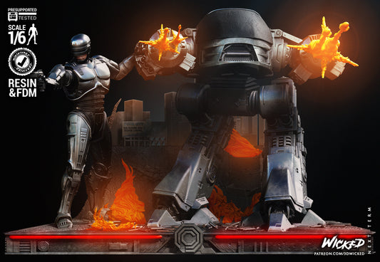 Robocop And ED-209 Diorama