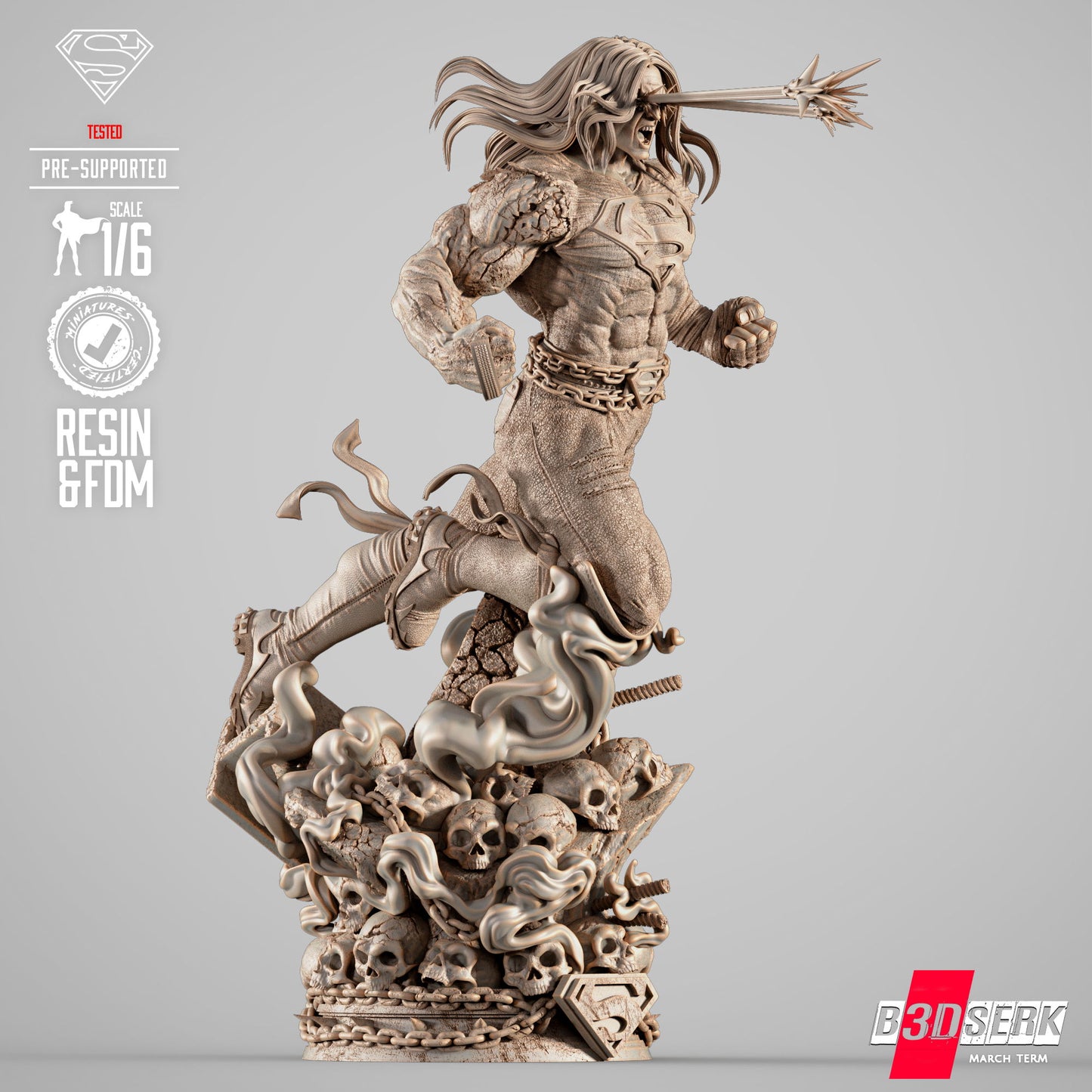 2025 Superman Long Hair Dark Nights Statue