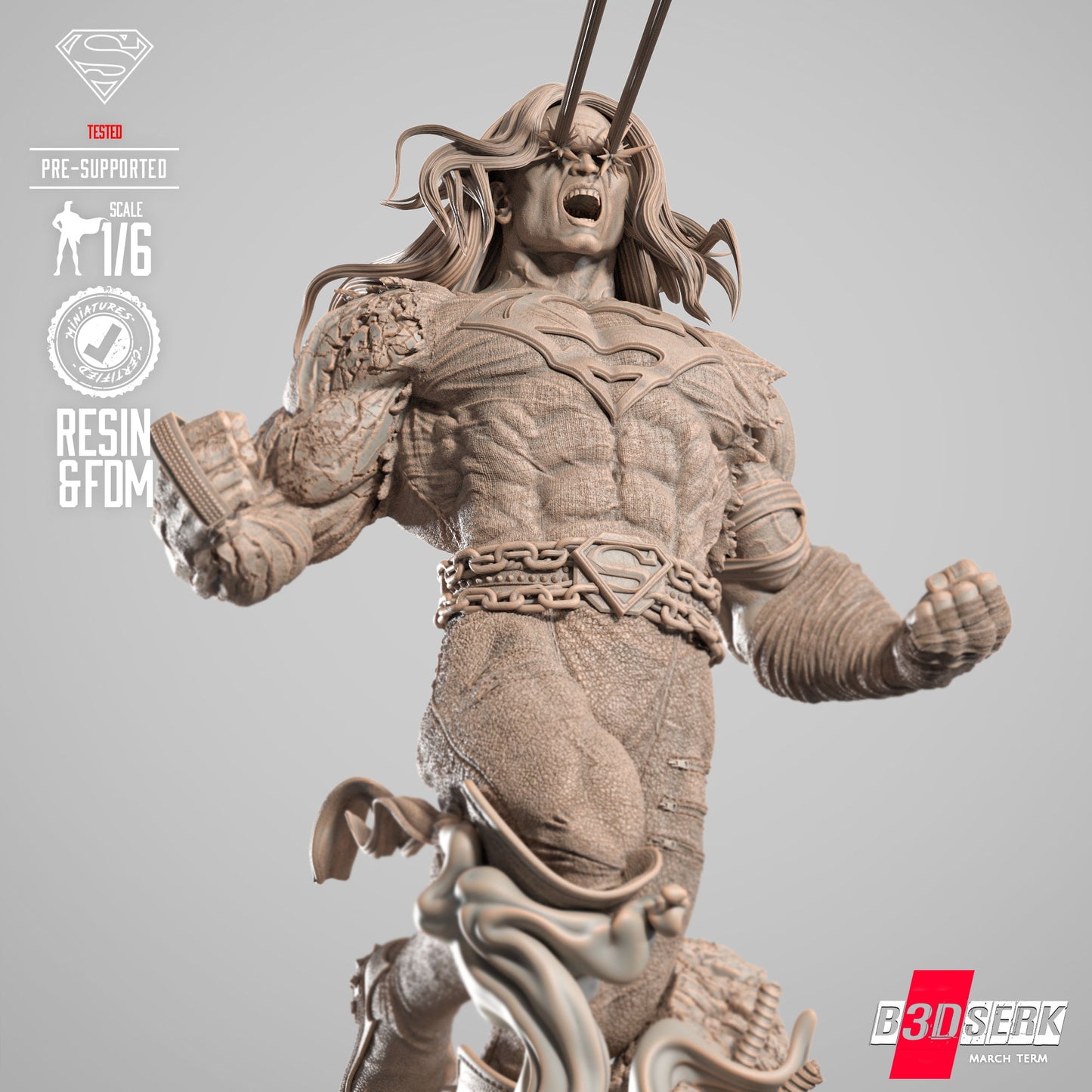 2025 Superman Long Hair Dark Nights Statue