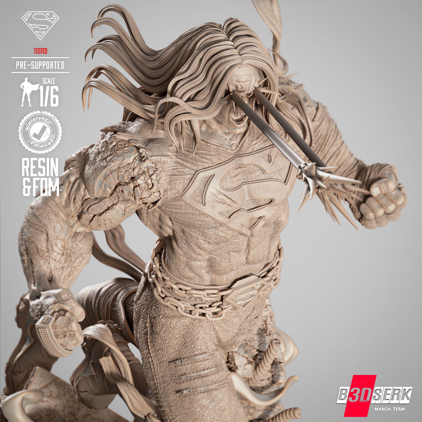 2025 Superman Long Hair Dark Nights Statue