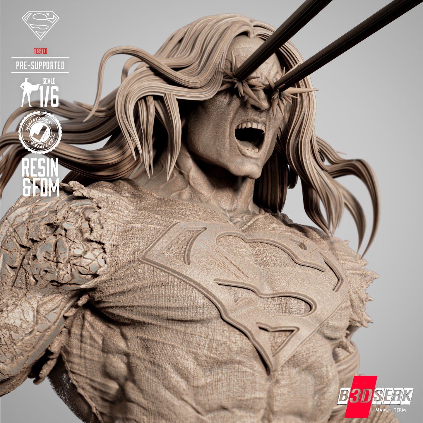 2025 Superman Long Hair Dark Nights Statue