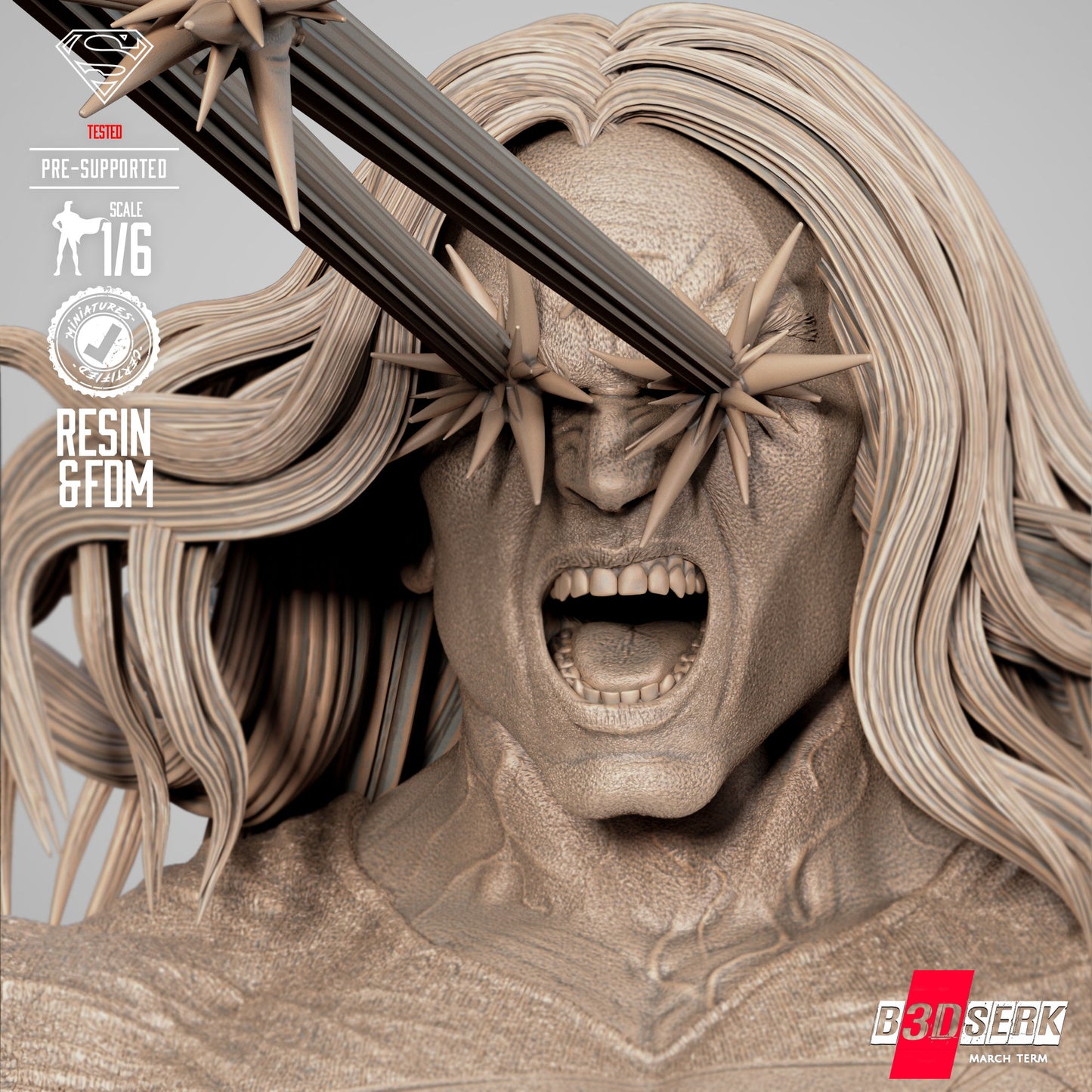 2025 Superman Long Hair Dark Nights Statue