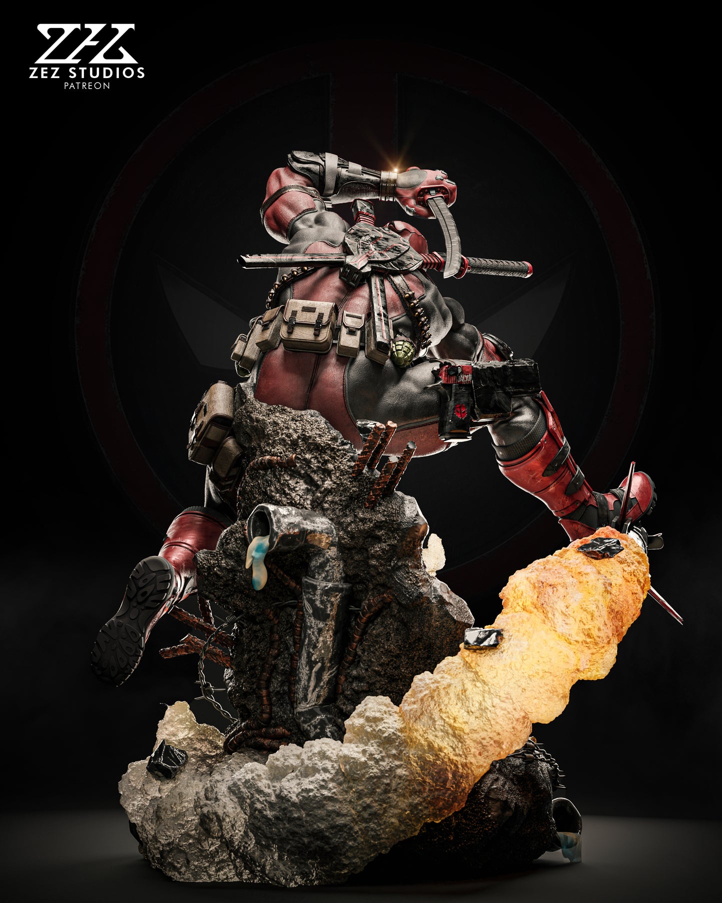 Deadpool Statue 3D-Printed Kit