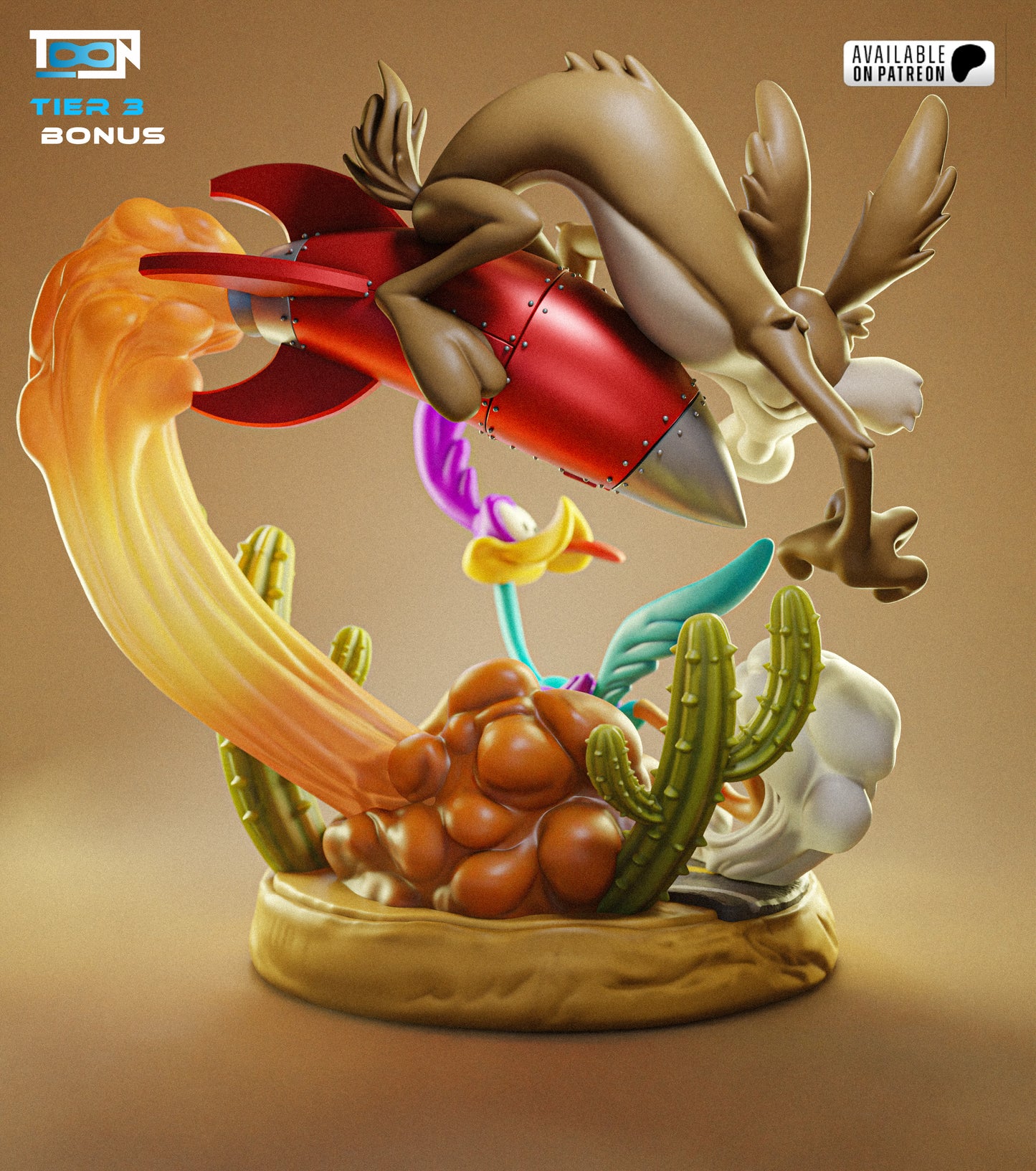 Coyote And Road Runner Statue 3D-Printed Kit