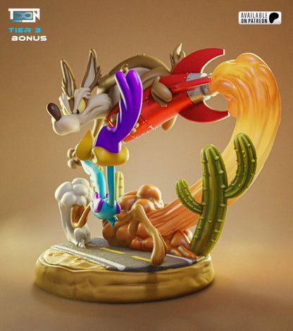 Coyote And Road Runner Statue 3D-Printed Kit
