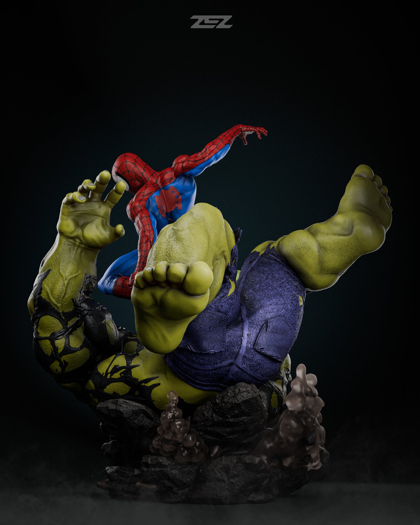 Spiderman VS Hulk Statue 3D-Printed Kit