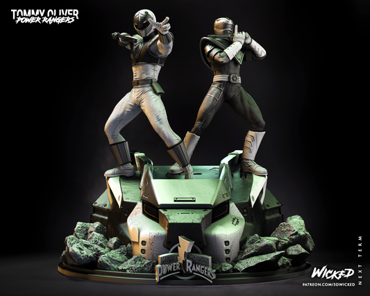 Power Rangers White & Green Rangers Diorama