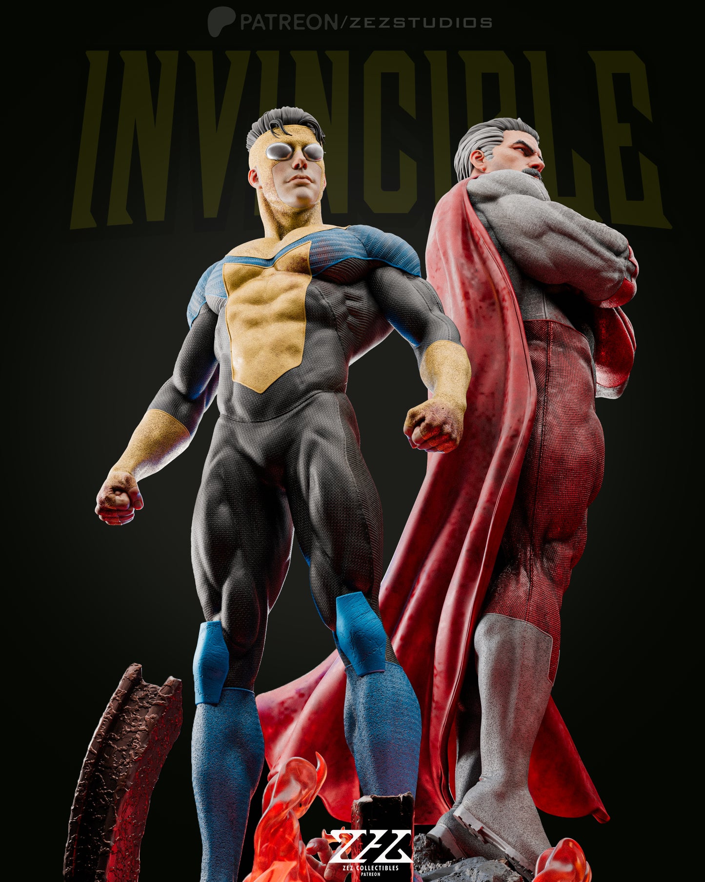 Invincible & Omni Man Statue 3D-Printed Kit