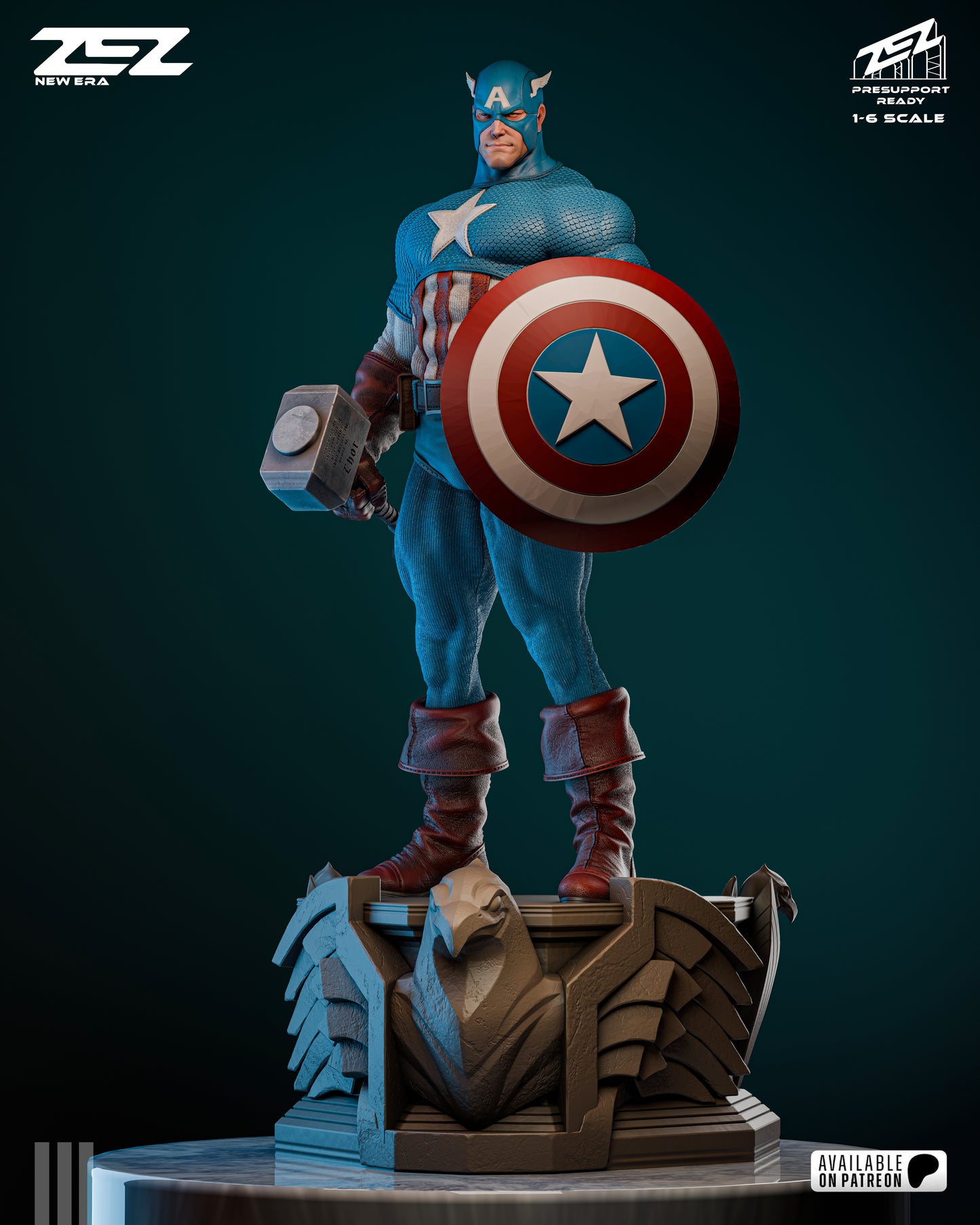 Captain America Museum Pose Statue 3D-Printed Kit