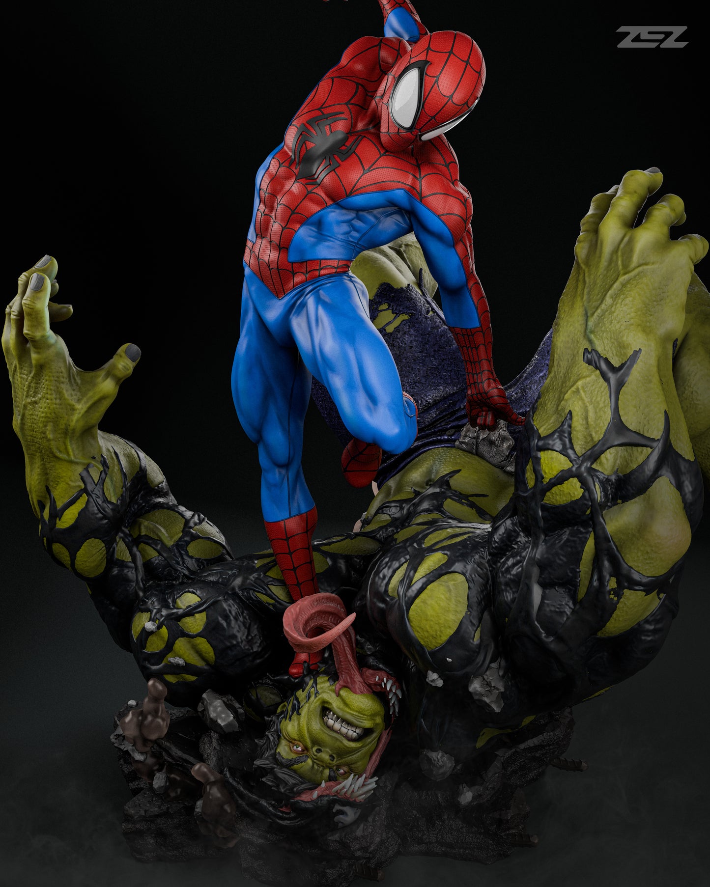 Spiderman VS Hulk Statue 3D-Printed Kit