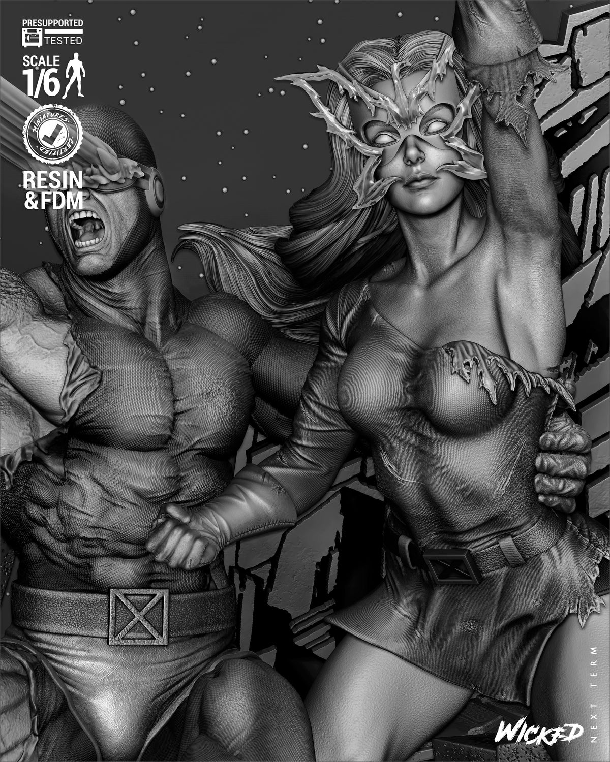 Jean And Cyclops Diorama 3D-Printed Kit