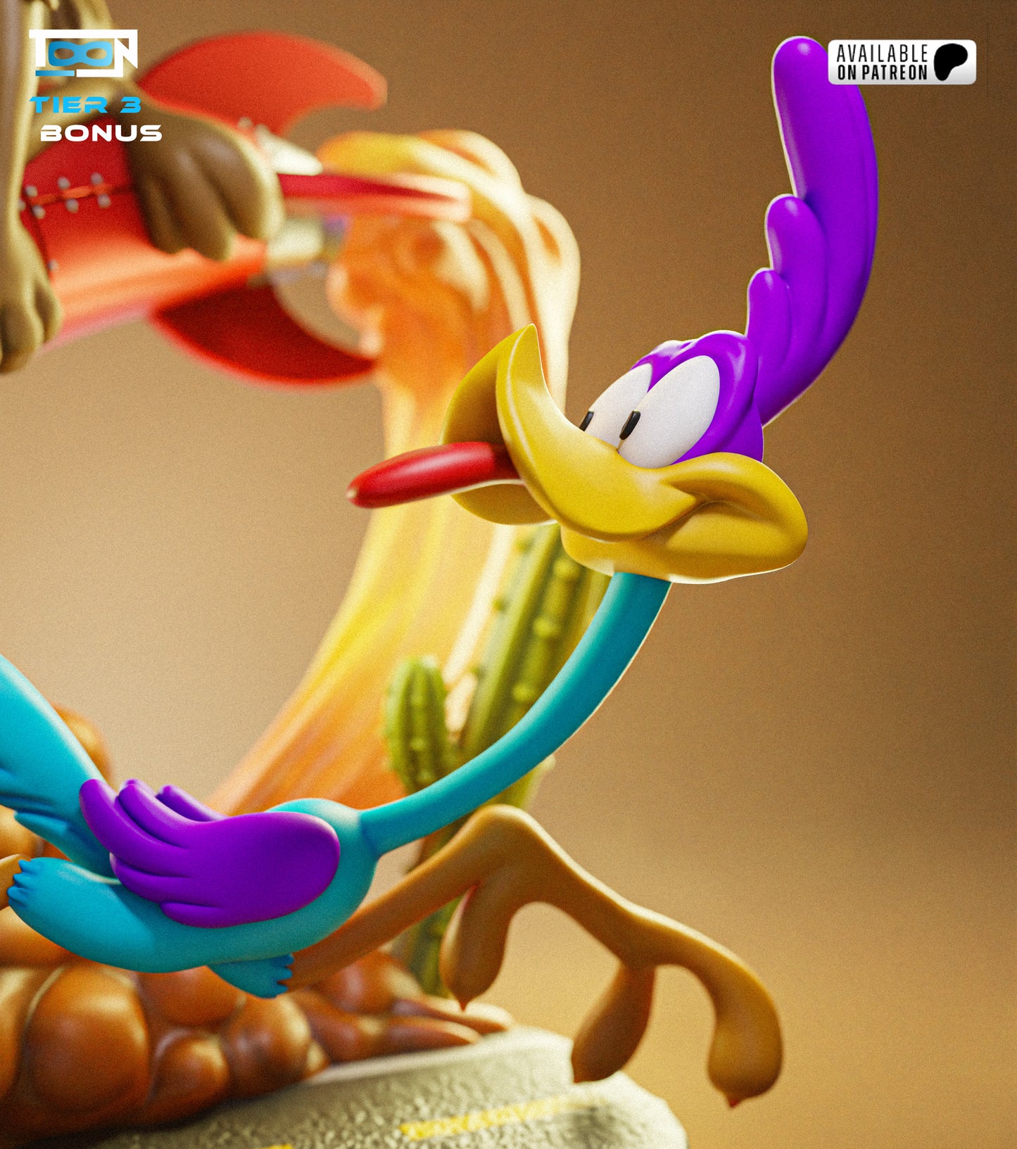 Coyote And Road Runner Statue 3D-Printed Kit