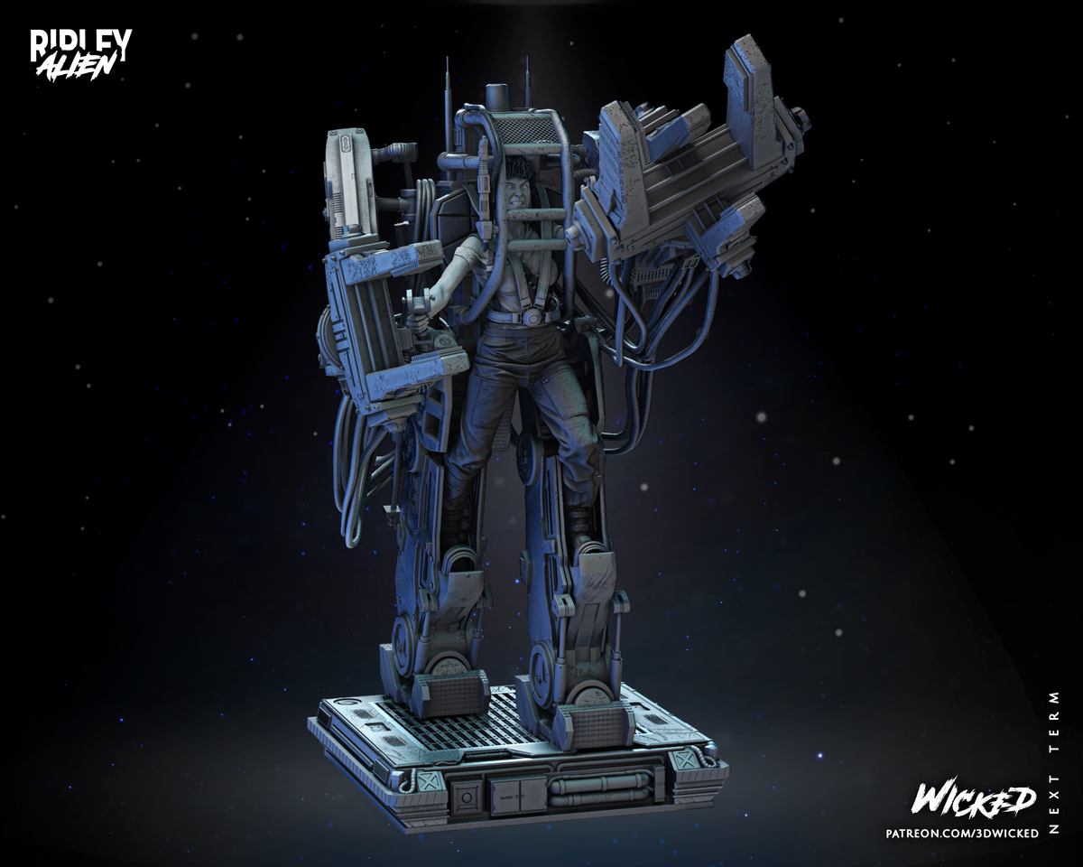 Ripley & Power Loader - Aliens Statue