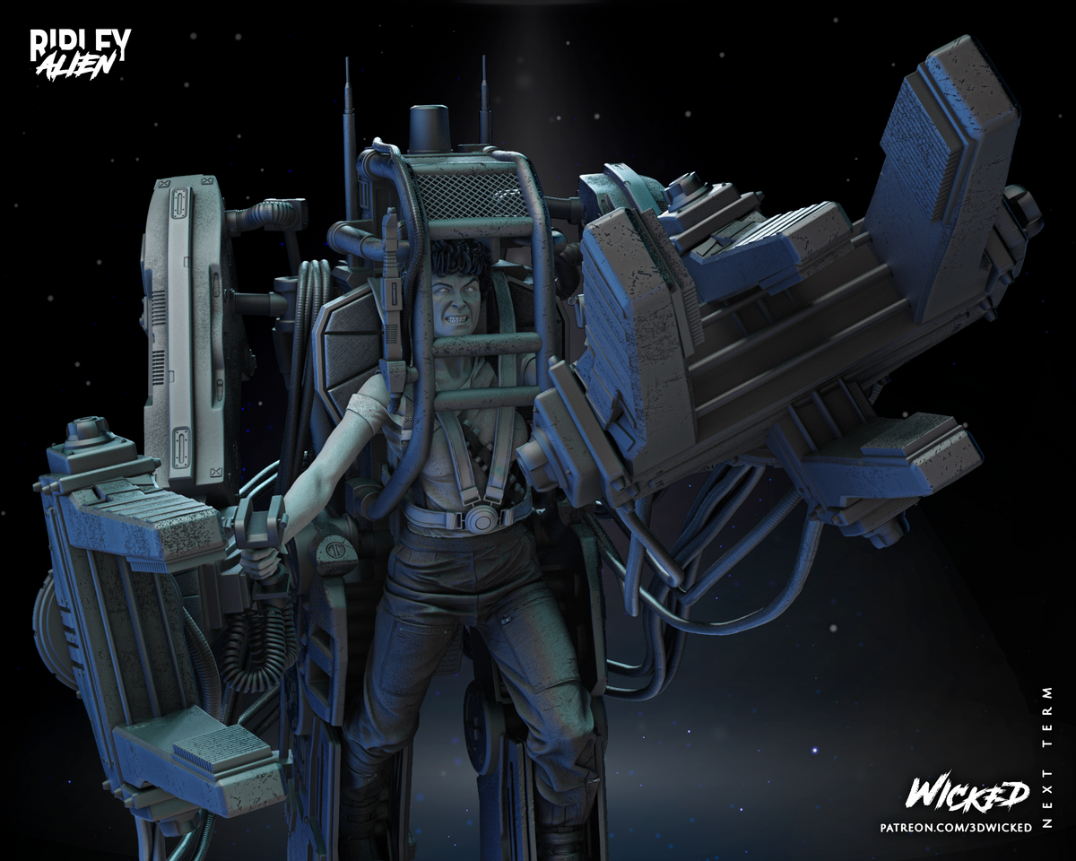 Ripley & Power Loader - Aliens Statue