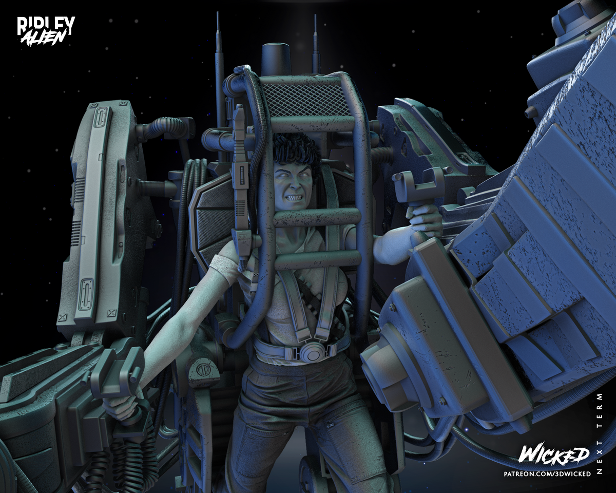 Ripley & Power Loader - Aliens Statue