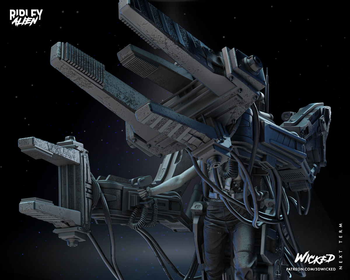Ripley & Power Loader - Aliens Statue