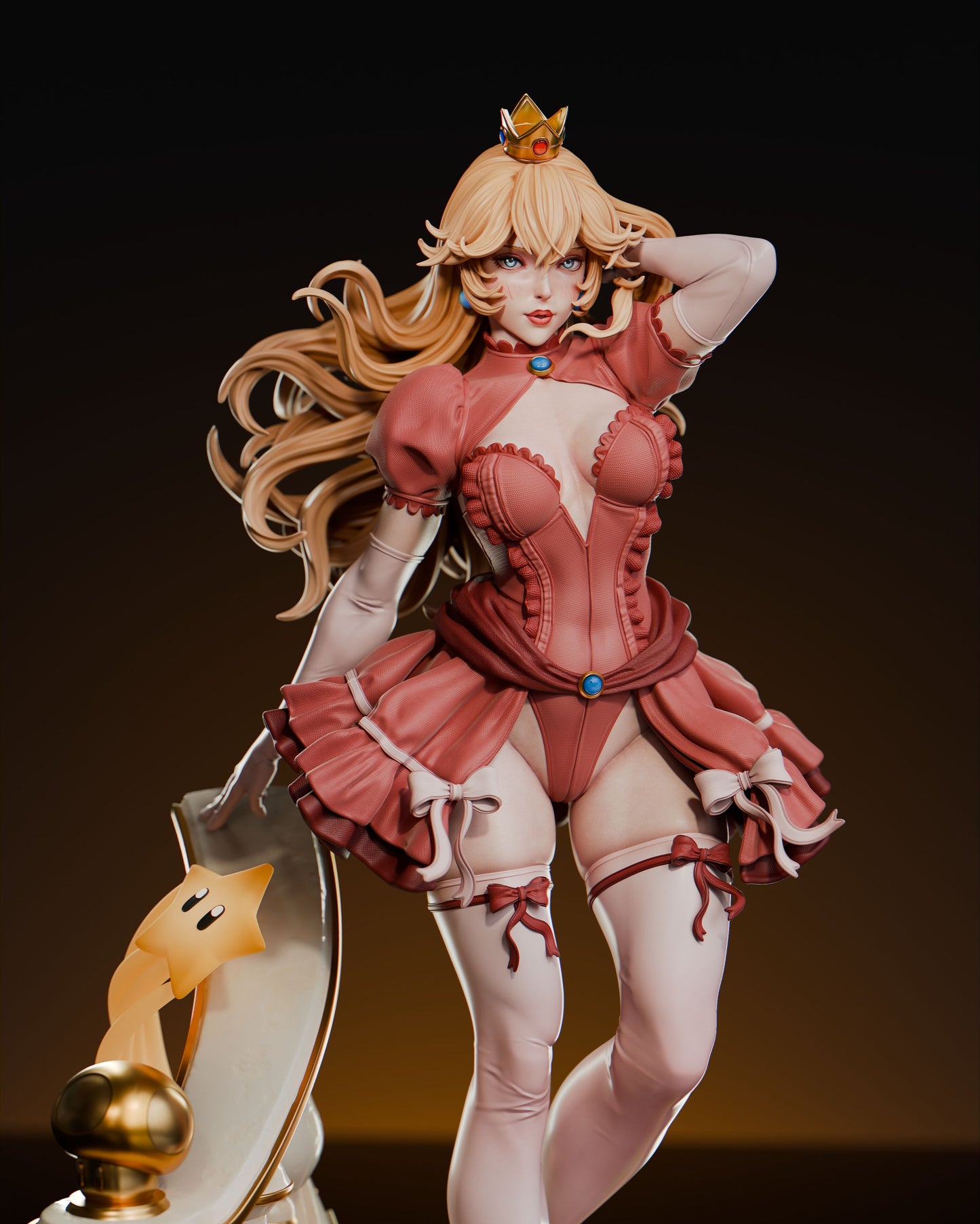 Princess Peach Statue 3D-Printed Kit