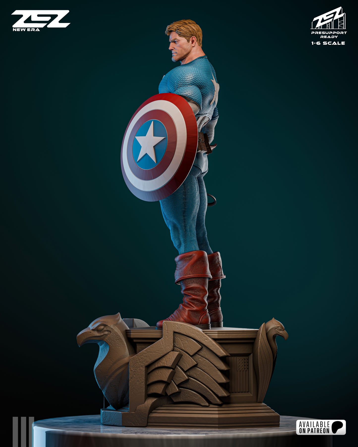 Captain America Museum Pose Statue 3D-Printed Kit