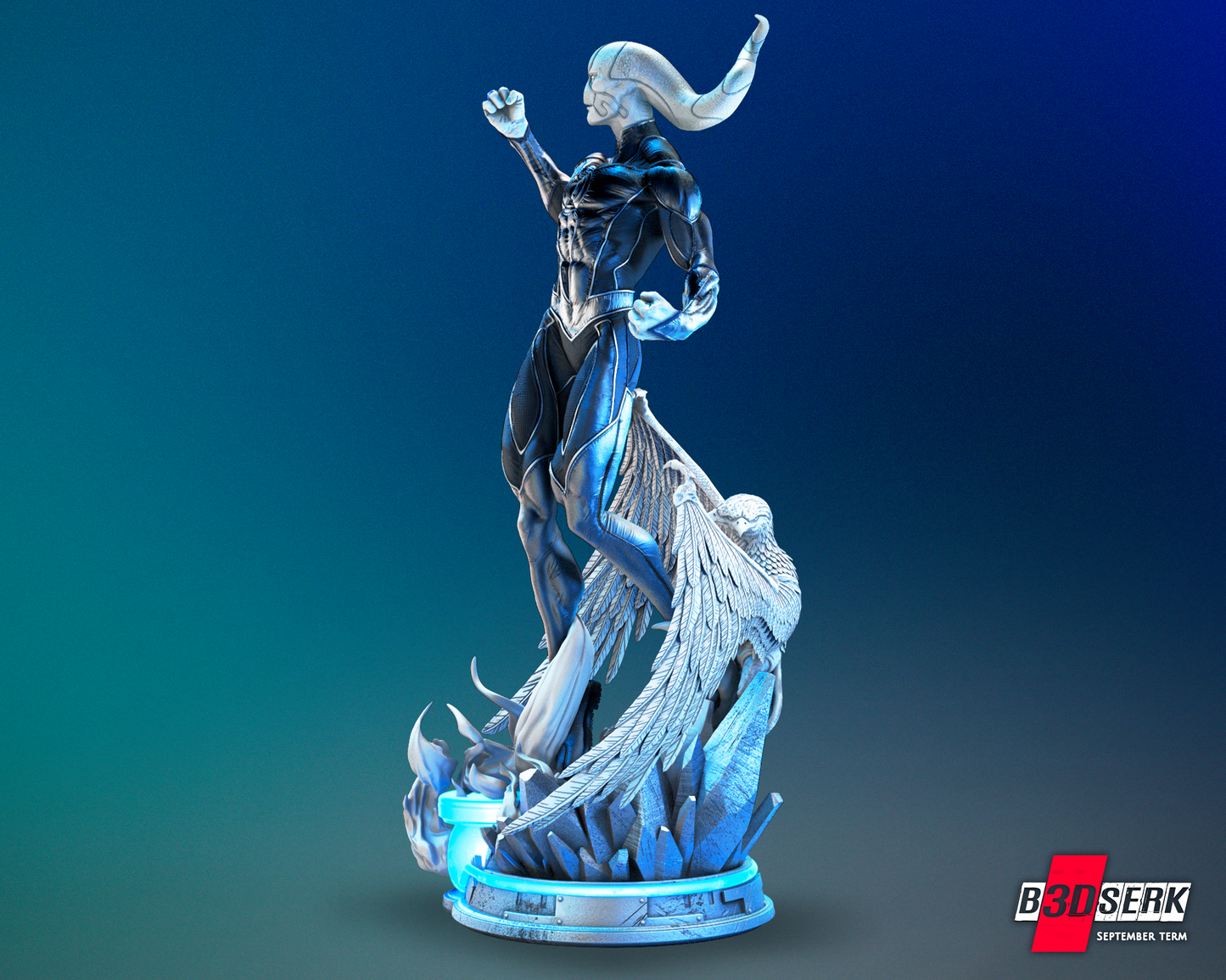 Saint Walker Blue Lantern Statue