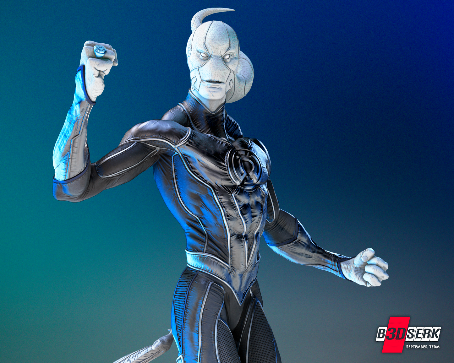 Saint Walker Blue Lantern Statue