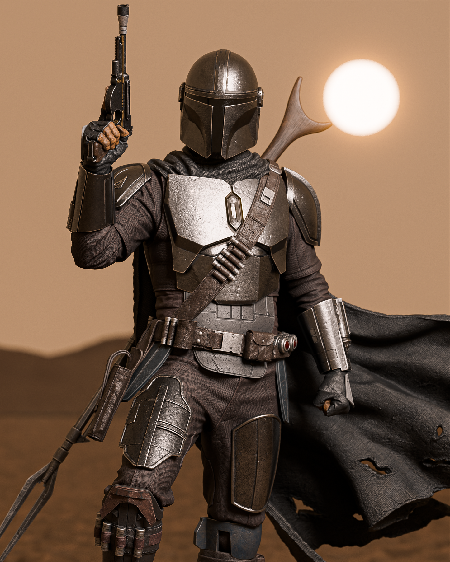 The Mandalorian Statue 3D-Printed Kit