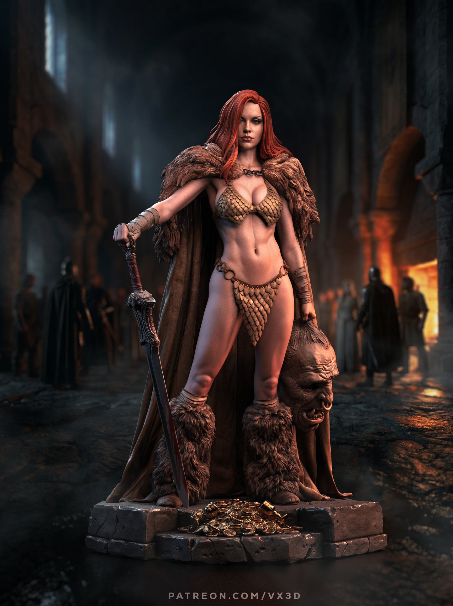 Red Sonja (Bargain Fulfilled) Statue 3D-Printed Kit