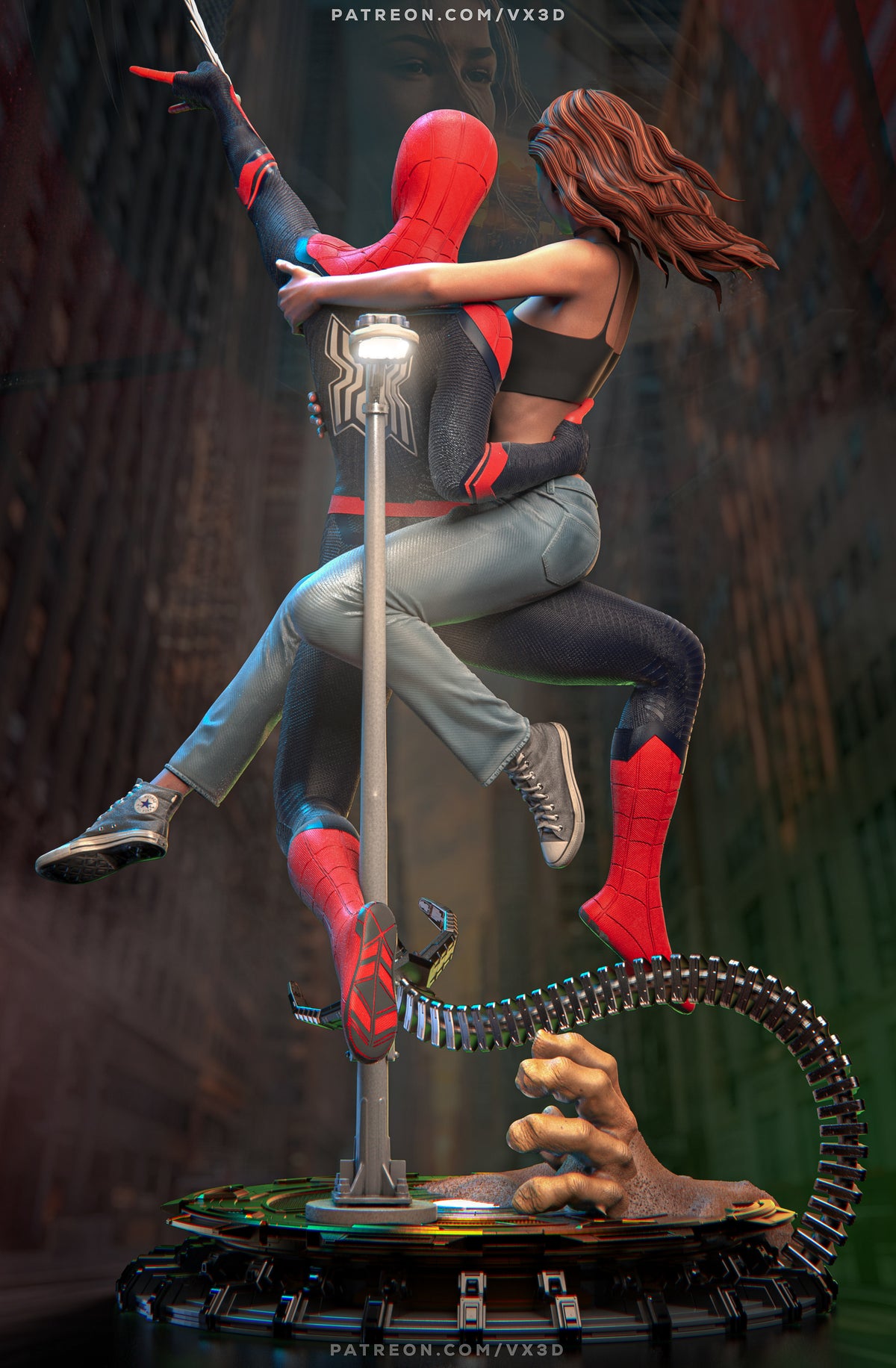 Spiderman And MJ Statue 3D-Printed Kit