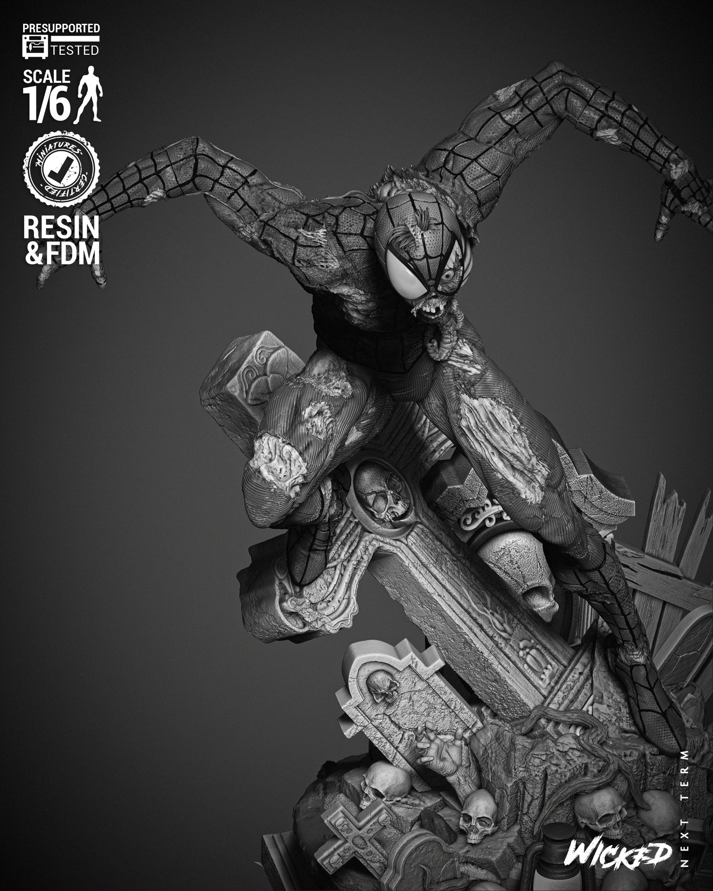 Spiderman Zombie Statue