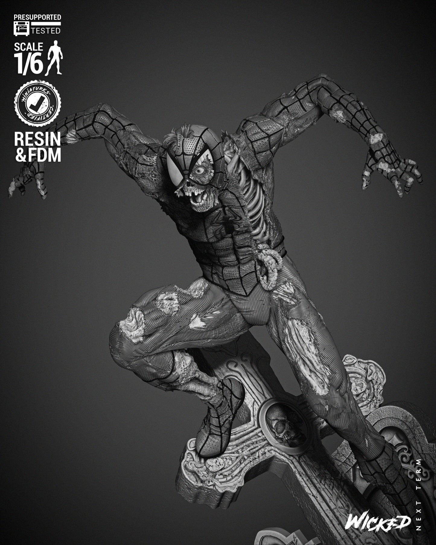 Spiderman Zombie Statue