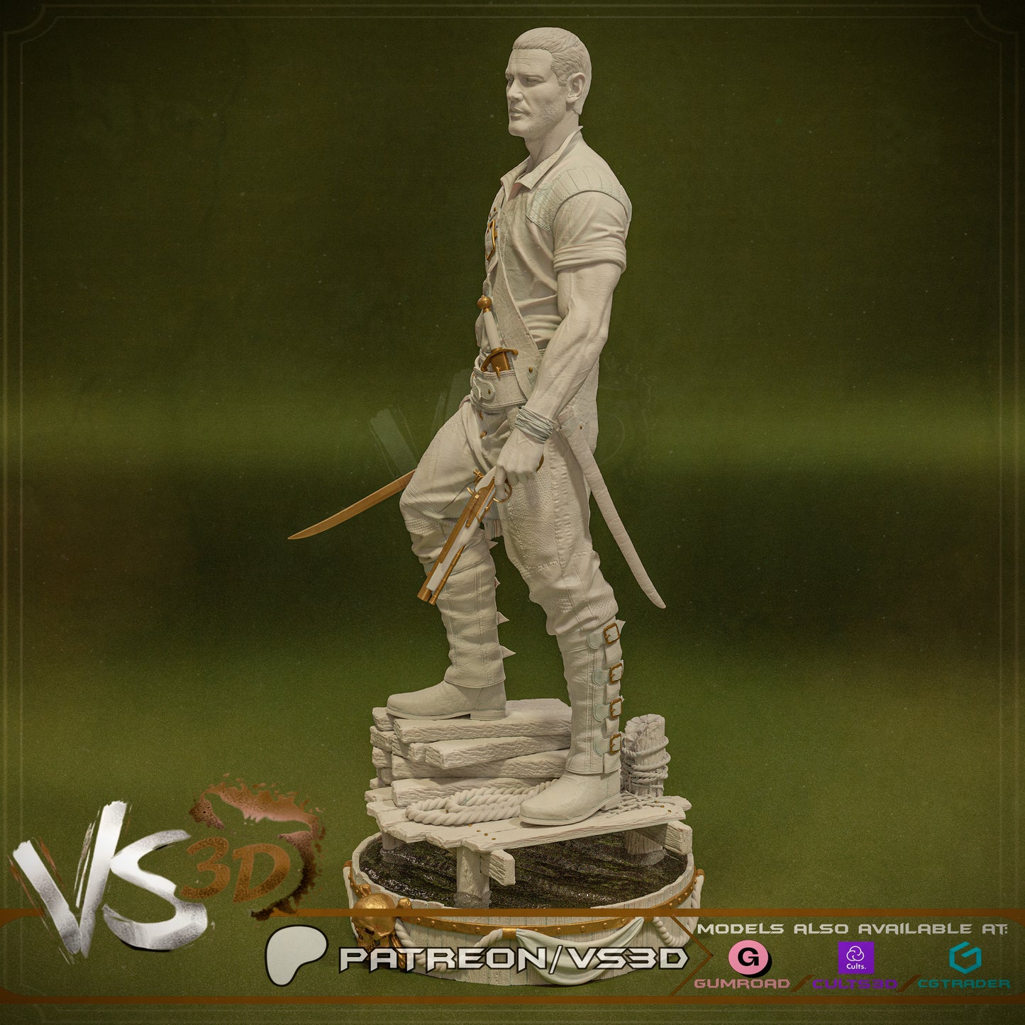 Billy Bones Statue 3D-Printed Kit