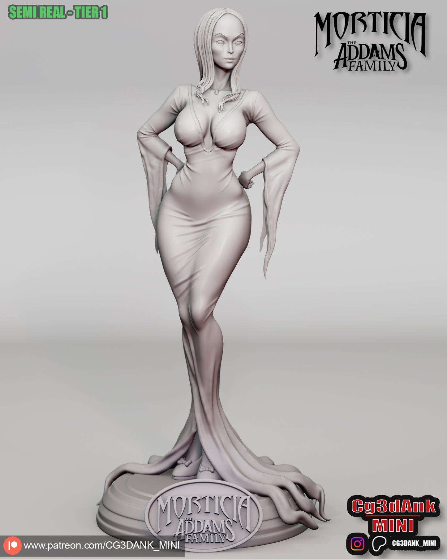 Morticia Addams Statue 3D-Printed Kit