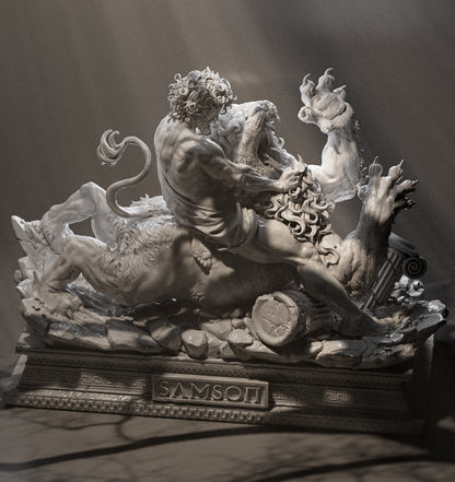 Samson Vs The Lion Statue 3D-Printed Kit