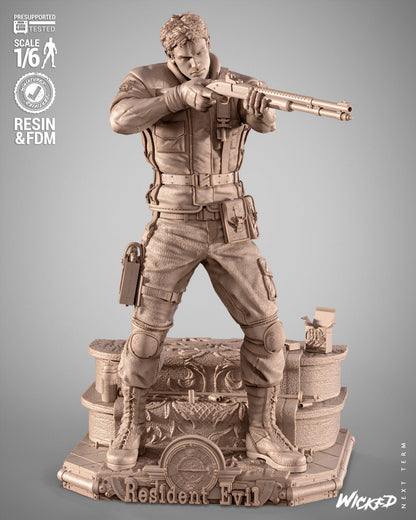 Chris Redfield Statue 3D-Printed Kit