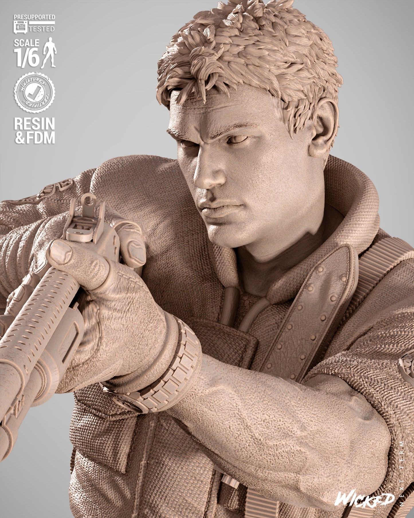 Chris Redfield Statue 3D-Printed Kit