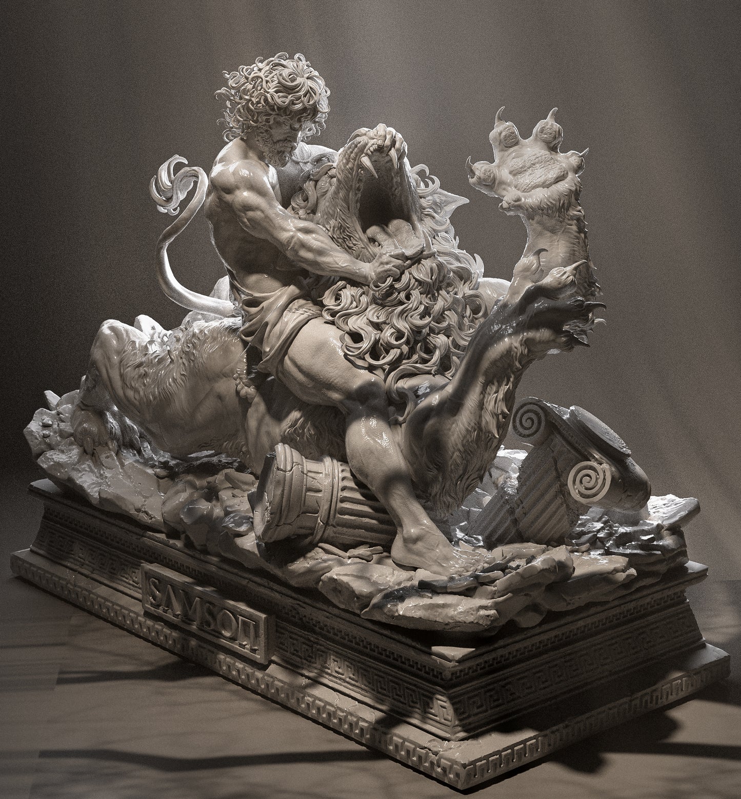 Samson Vs The Lion Statue 3D-Printed Kit