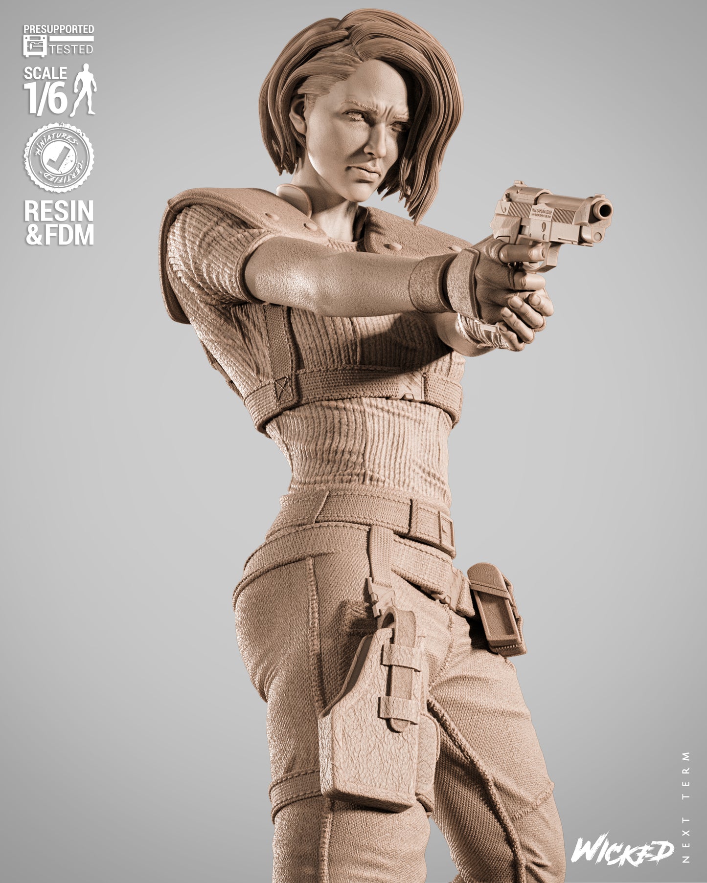 Jill Valentine Statue 3D-Printed Kit