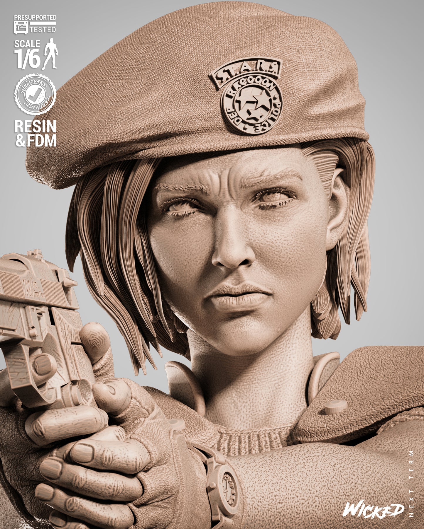Jill Valentine Statue 3D-Printed Kit