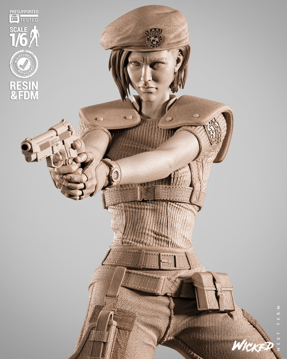 Jill Valentine Statue 3D-Printed Kit