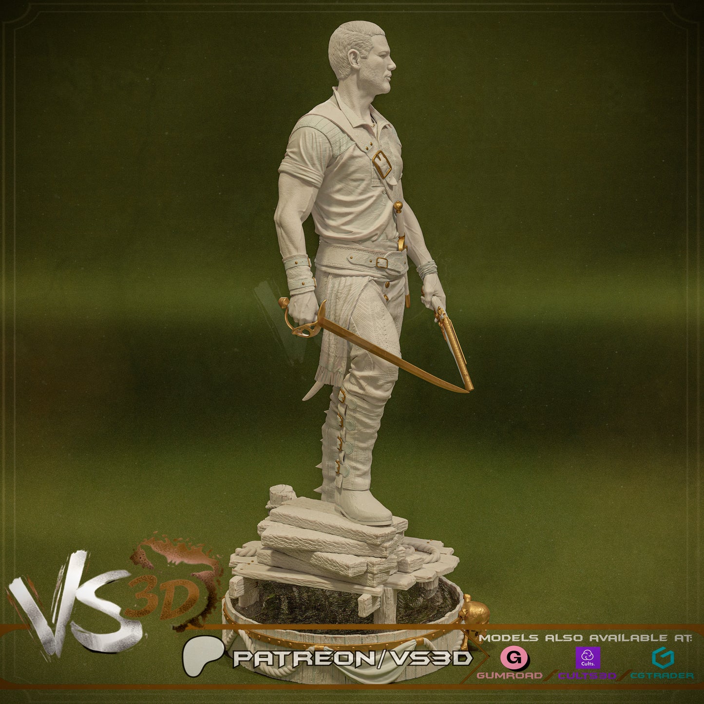 Billy Bones Statue 3D-Printed Kit