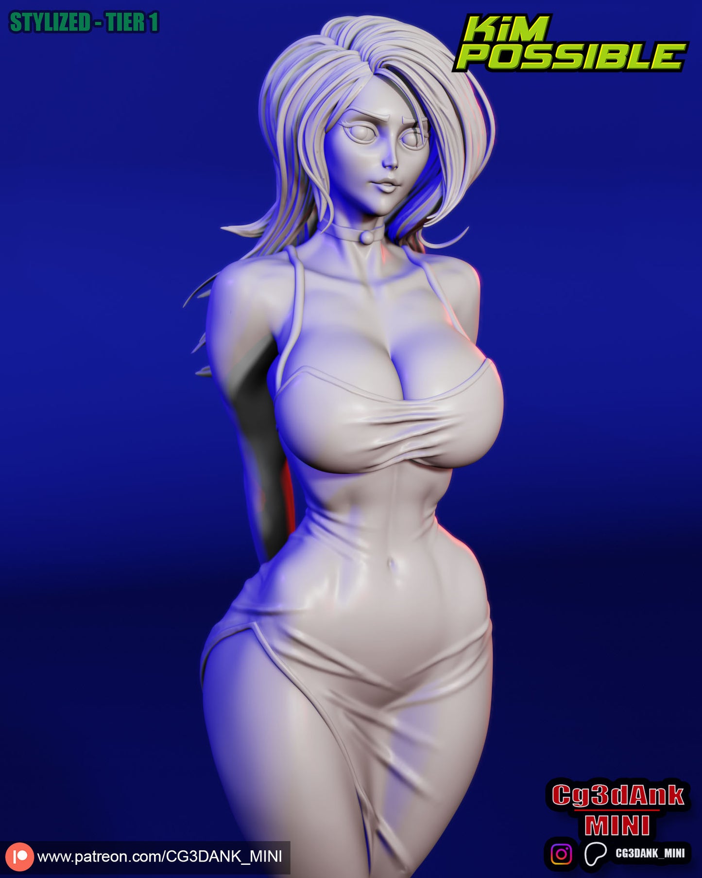 Kim Possible Statue 3D-Printed Kit