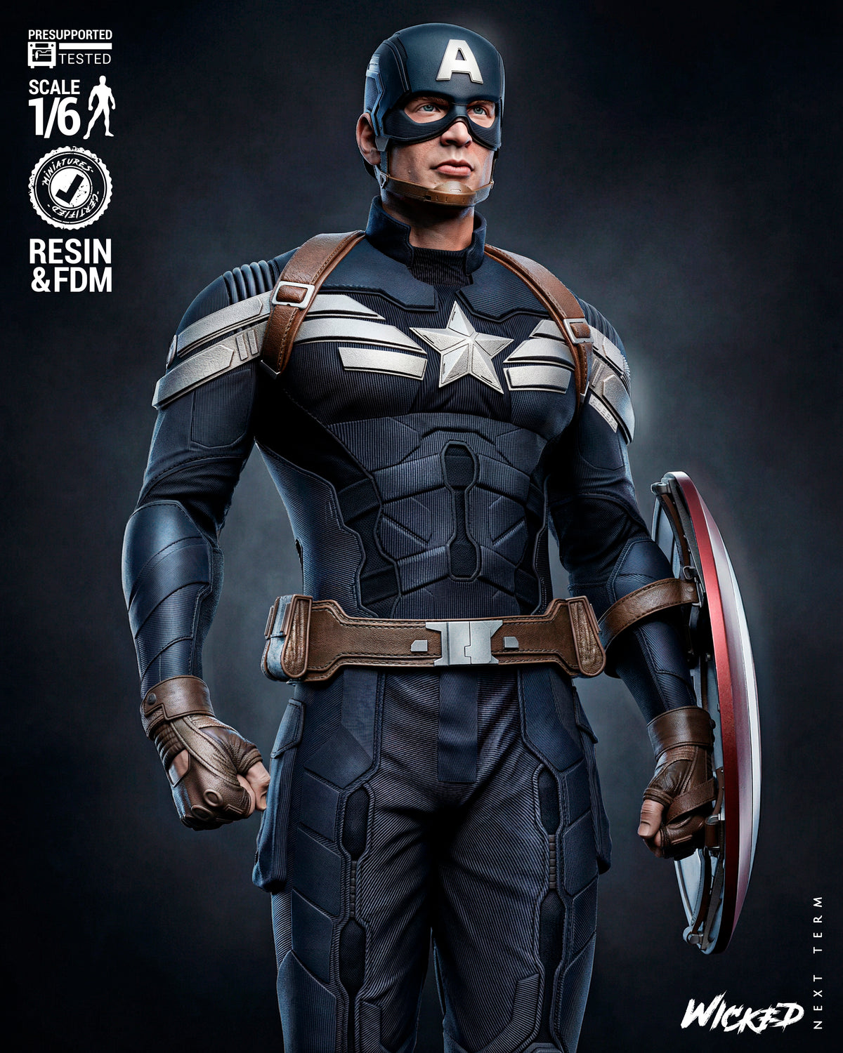 Captain America Statue 3D-Printed Kit