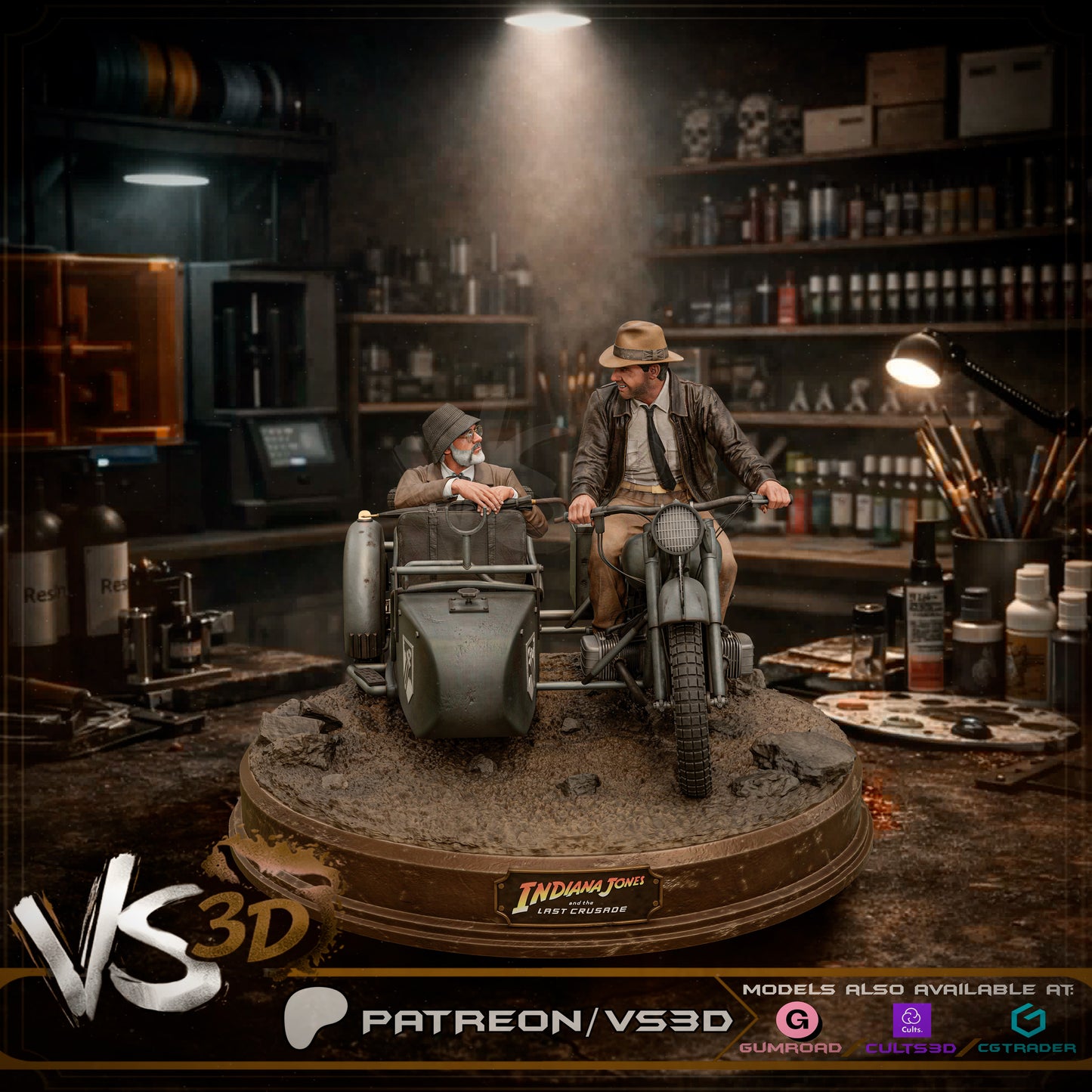 Indiana Jones Diorama Statue 3D-Printed Kit